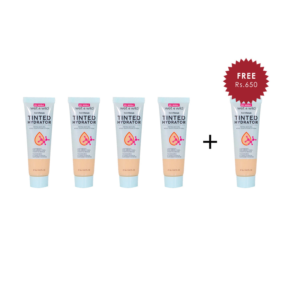 Wet N Wild Bare Focus Tinted Hydrator Tinted Skin Veil - Fair 4pc Set + 1 Full Size Product Worth 25% Value Free