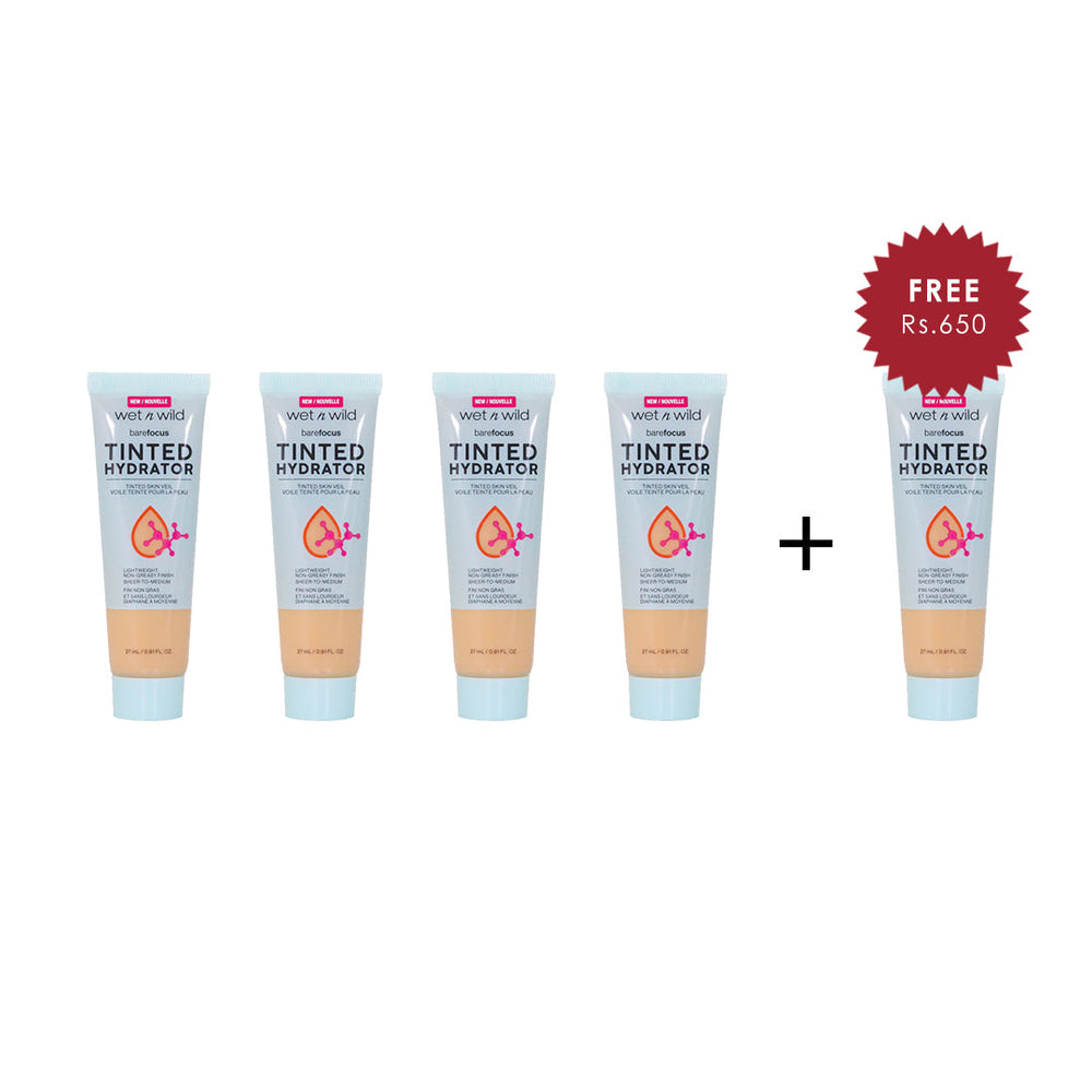 Wet N Wild Bare Focus Tinted Hydrator Tinted Skin Veil - Light Medium 4pc Set + 1 Full Size Product Worth 25% Value Free