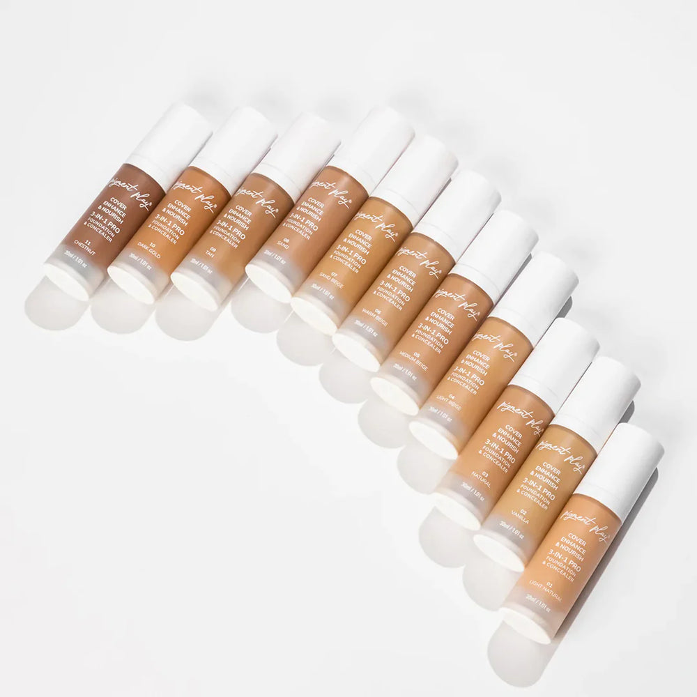 Pigment Play 3-In-1 Foundation & Concealer: Cover + Enhance + Nourish - 08 Sand 4pc Set + 1 Full Size Product Worth 25% Value Free