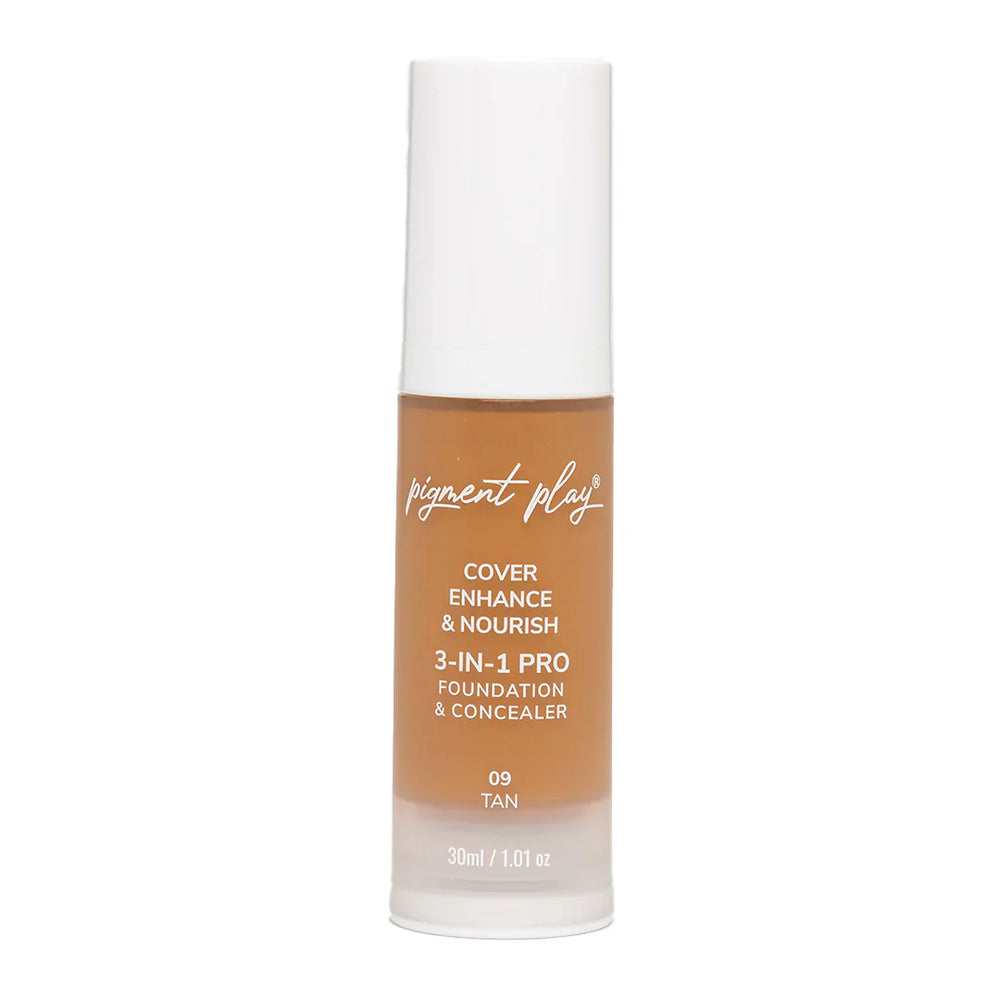 Pigment Play 3-In-1 Foundation & Concealer: Cover + Enhance + Nourish - 09 Tan 4pc Set + 1 Full Size Product Worth 25% Value Free