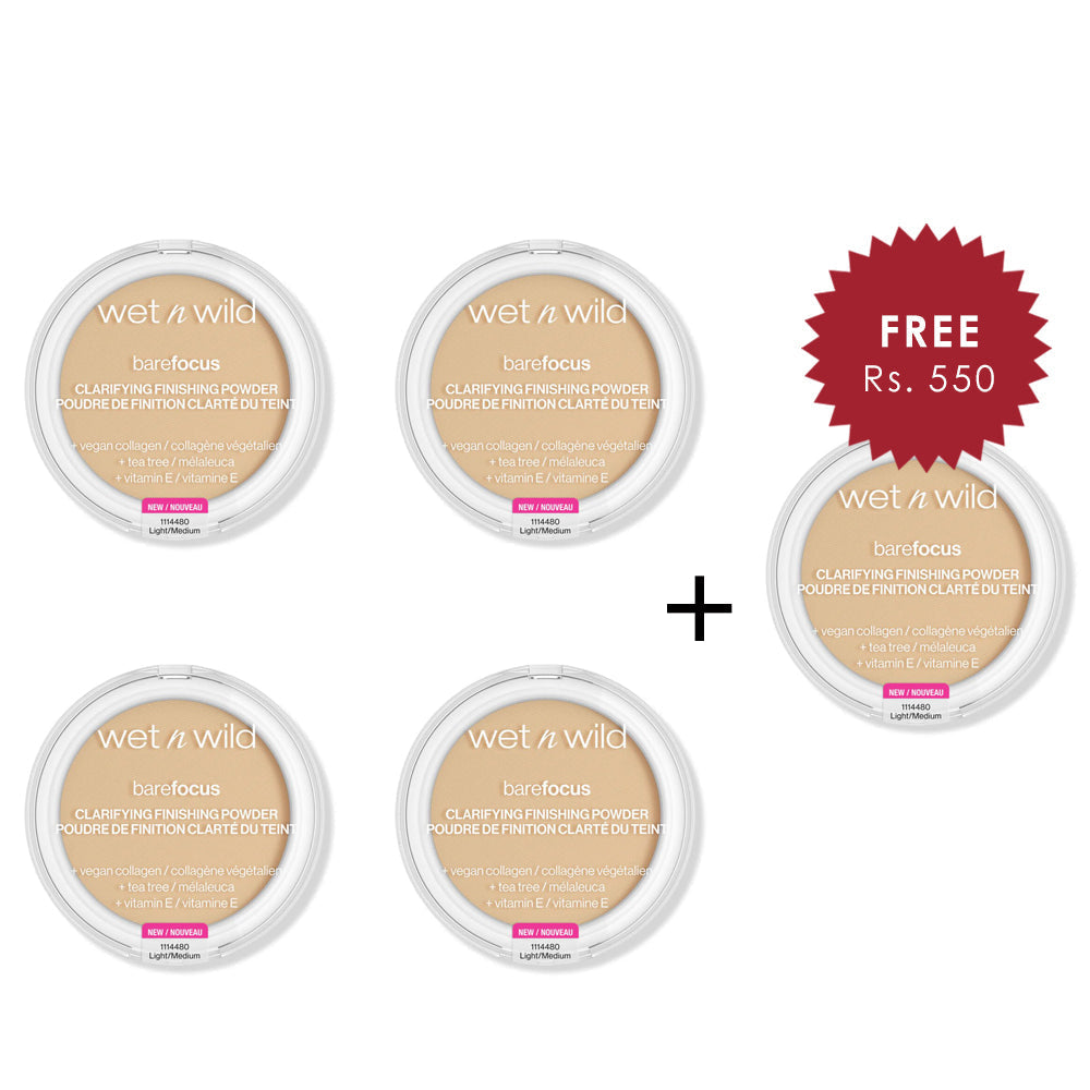 Wet n Wild Bare Focus Clarifying Finishing Powder Light/Medium 4pc Set + 1 Full Size Product Worth 25% Value Free