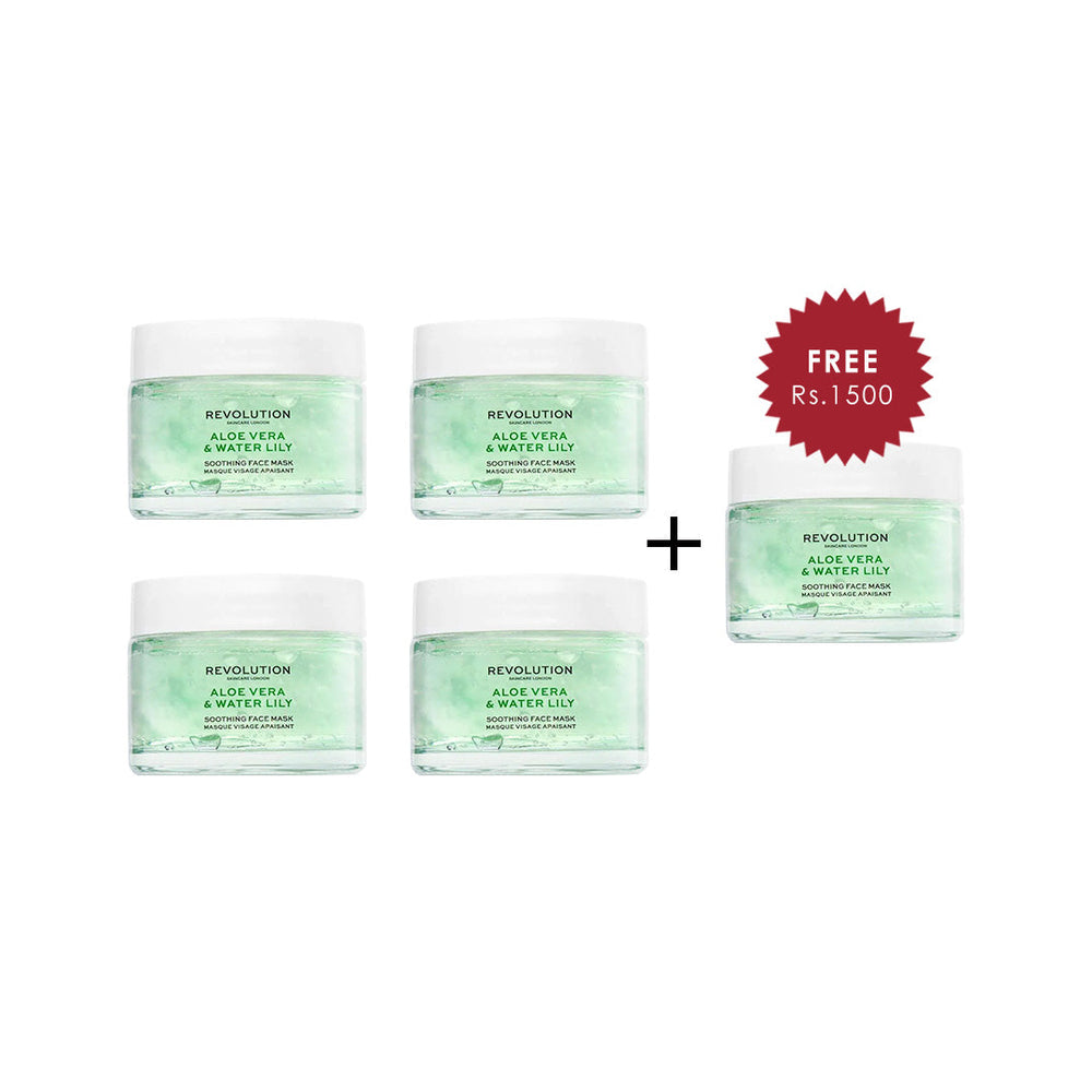 Revolution Skin Green Tea & Walnut Exfoliating Face Mask 4pc Set + 1 Full Size Product Worth 25% Value Free