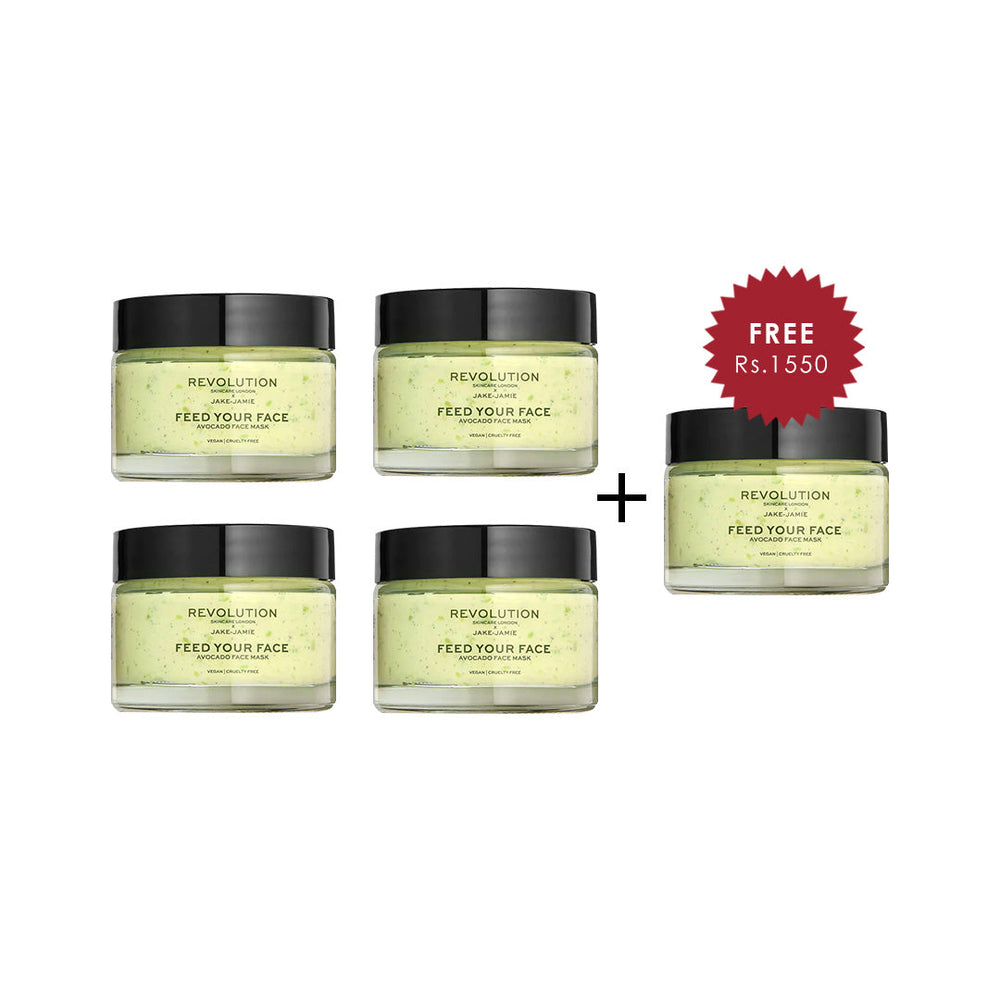 Revolution Skincare x Jake – Jamie Avocado Face Mask 4pc Set + 1 Full Size Product Worth 25% Value Free