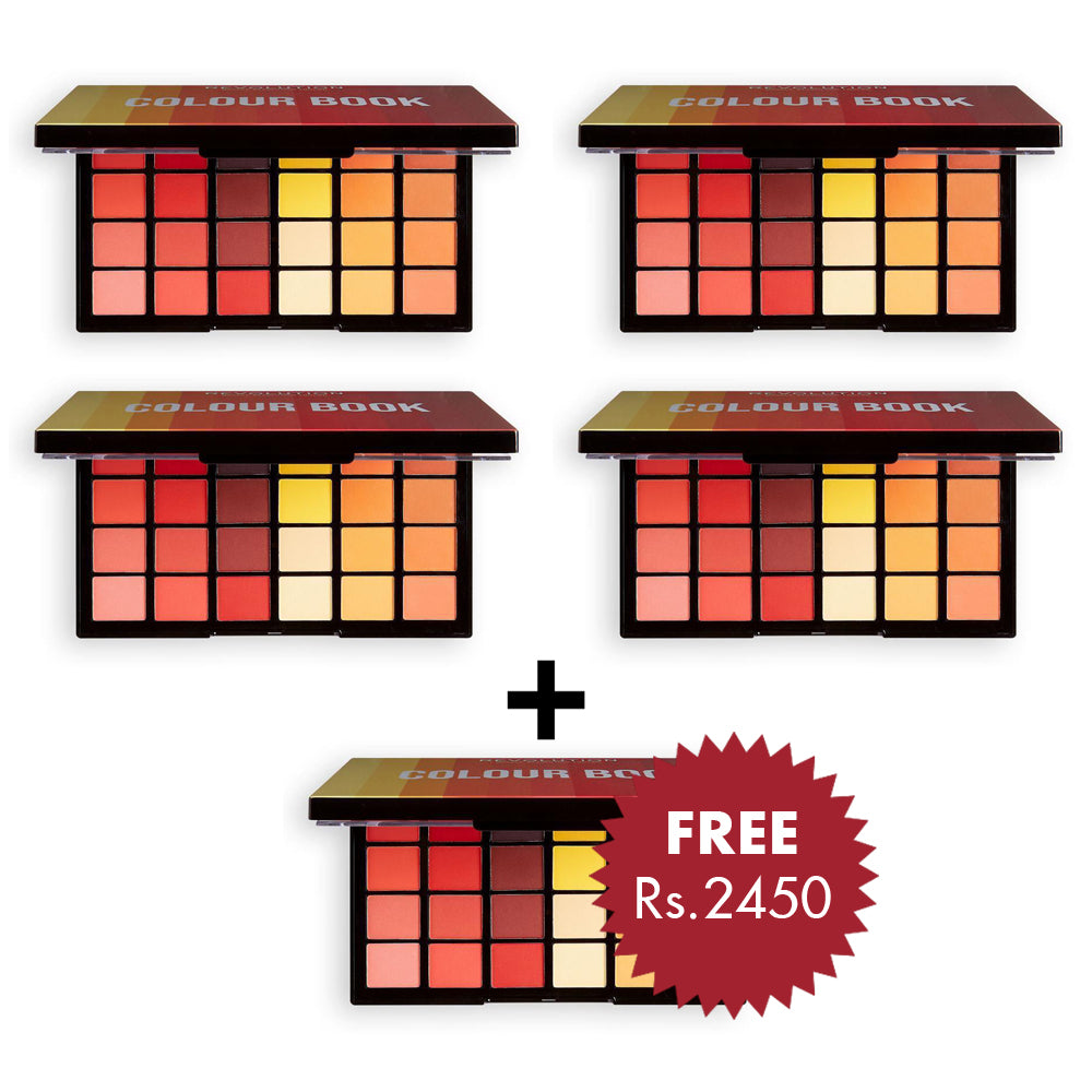 Makeup Revolution Colour Book Eyeshadow Palette 4Pcs Set + 1 Full Size Product Worth 25% Value Free