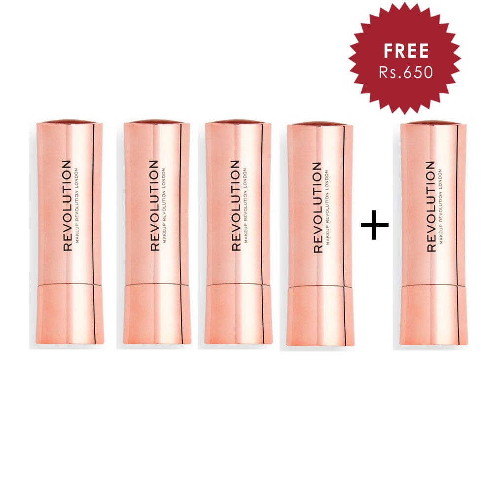 Makeup Revolution Satin Kiss Lipstick White Wedding Nude 4pc Set + 1 Full Size Product Worth 25% Value Free