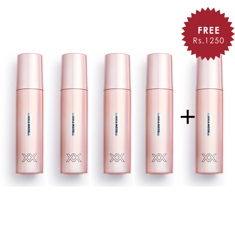 XX Revolution Glow FiXX Brightening Setting Spray 4pc Set + 1 Full Size Product Worth 25% Value Free