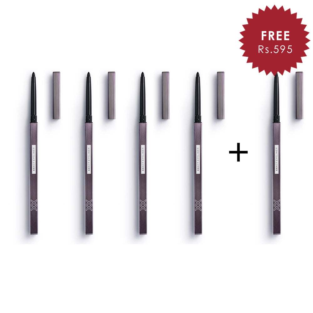 XX Revolution XXact Eyeliner Pencil - Kohl 4pc Set + 1 Full Size Product Worth 25% Value Free