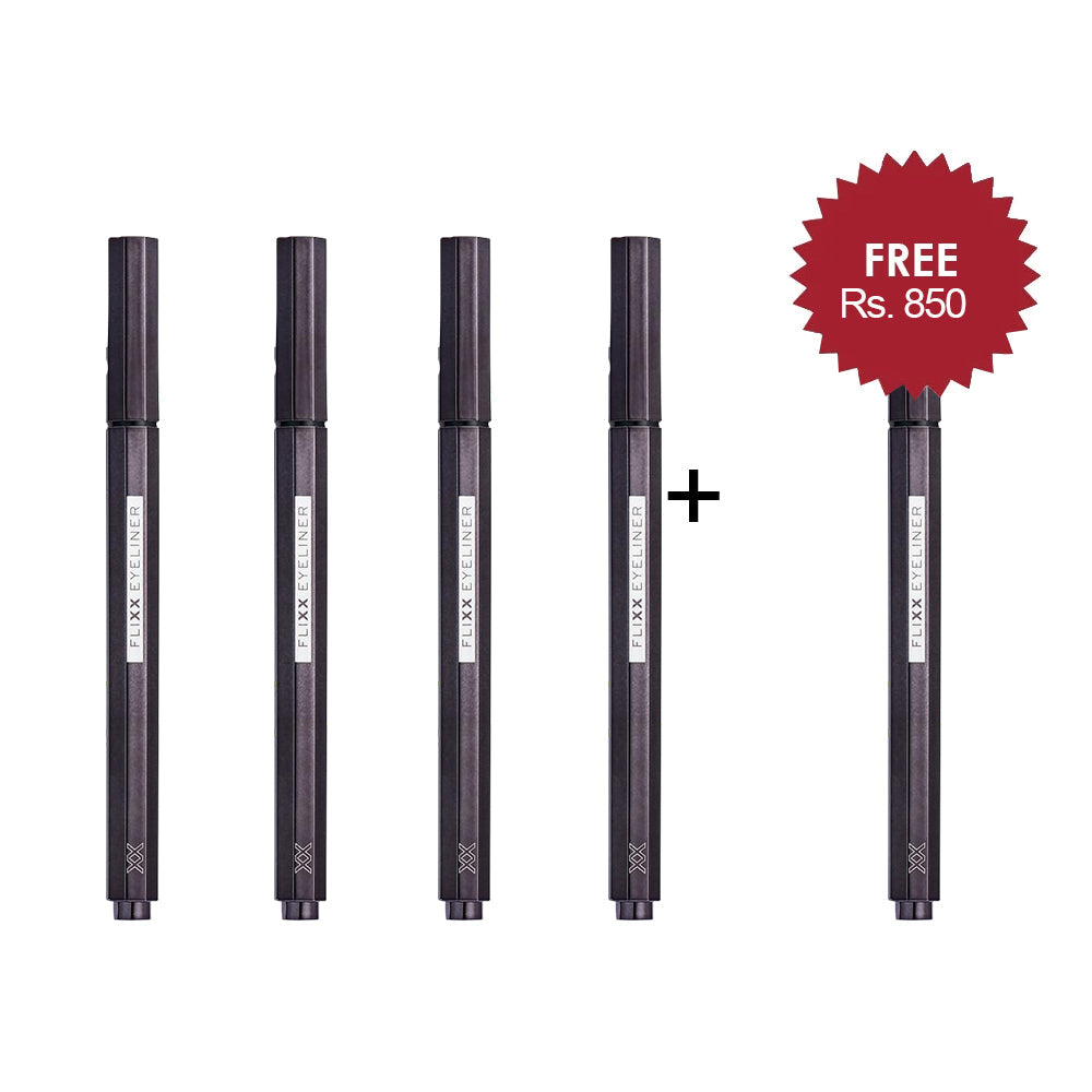 XX Revolution FliXX Eyeliner Pen Black 4pc Set + 1 Full Size Product Worth 25% Value Free