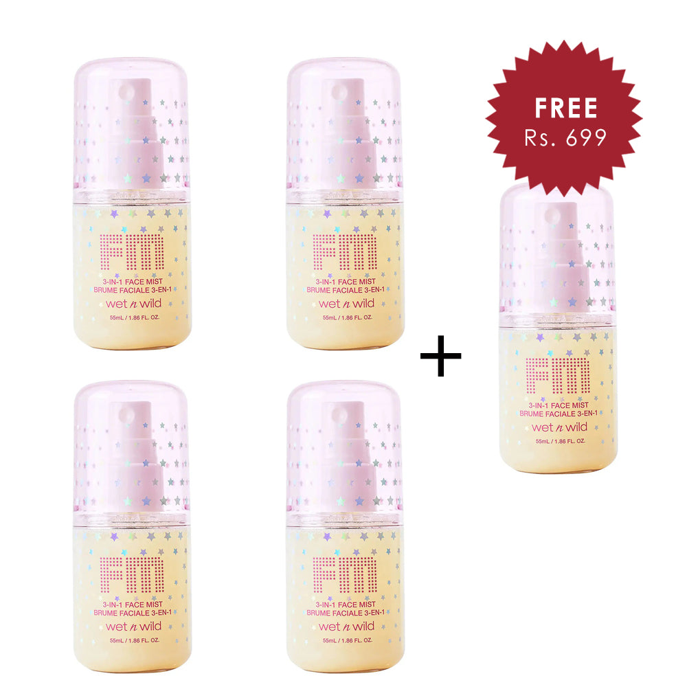 Wet n Wild Fantasy Maker 3-In-1 Face Mist Dewy Illusion 4pc Set + 1 Full Size Product Worth 25% Value Free