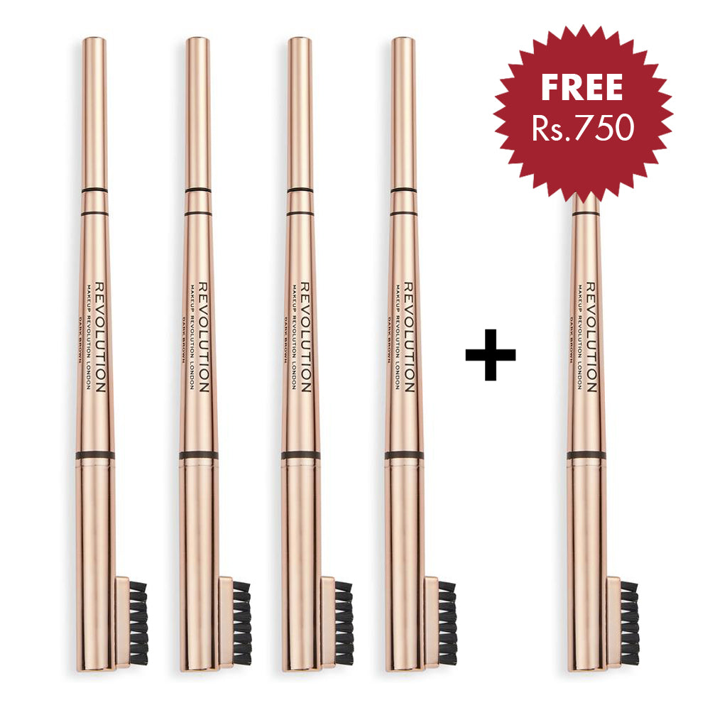 Makeup Revolution Balayage Duo Brow Pencil 4pc Set + 1 Full Size Product Worth 25% Value Free