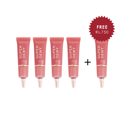 Makeup Revolution Superdewy Liquid Blush You Got Me Blushing 4Pcs Set + 1 Full Size Product Worth 25% Value Free