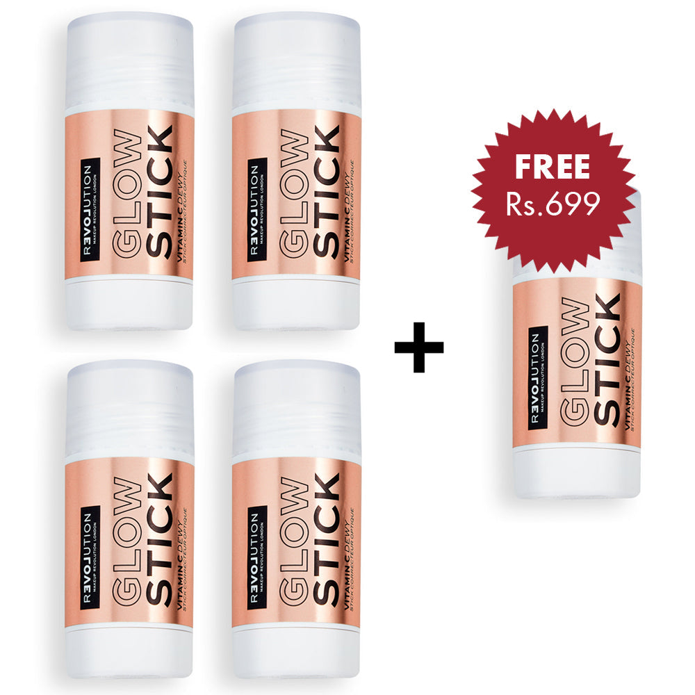 Revolution Relove Fix Stick Glow Primer 4pc Set + 1 Full Size Product Worth 25% Value Free