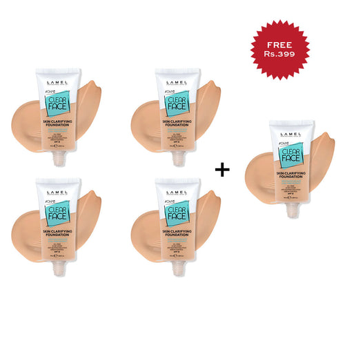 Lamel Oh My Clear Face Foundation Spf15 404 Custard 4pc Set + 1 Full Size Product Worth 25% Value Free