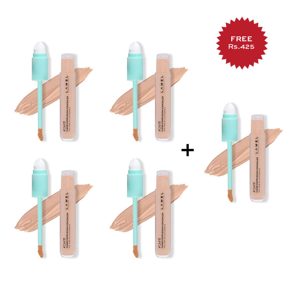 Lamel Oh My Clear Complexion Concealer 404 Honey 4pc Set + 1 Full Size Product Worth 25% Value Free