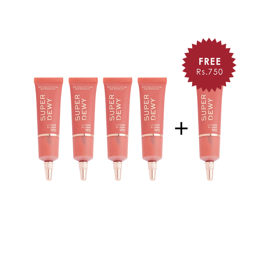 Makeup Revolution Superdewy Liquid Blusher Flushing For You 4Pcs Set + 1 Full Size Product Worth 25% Value Free