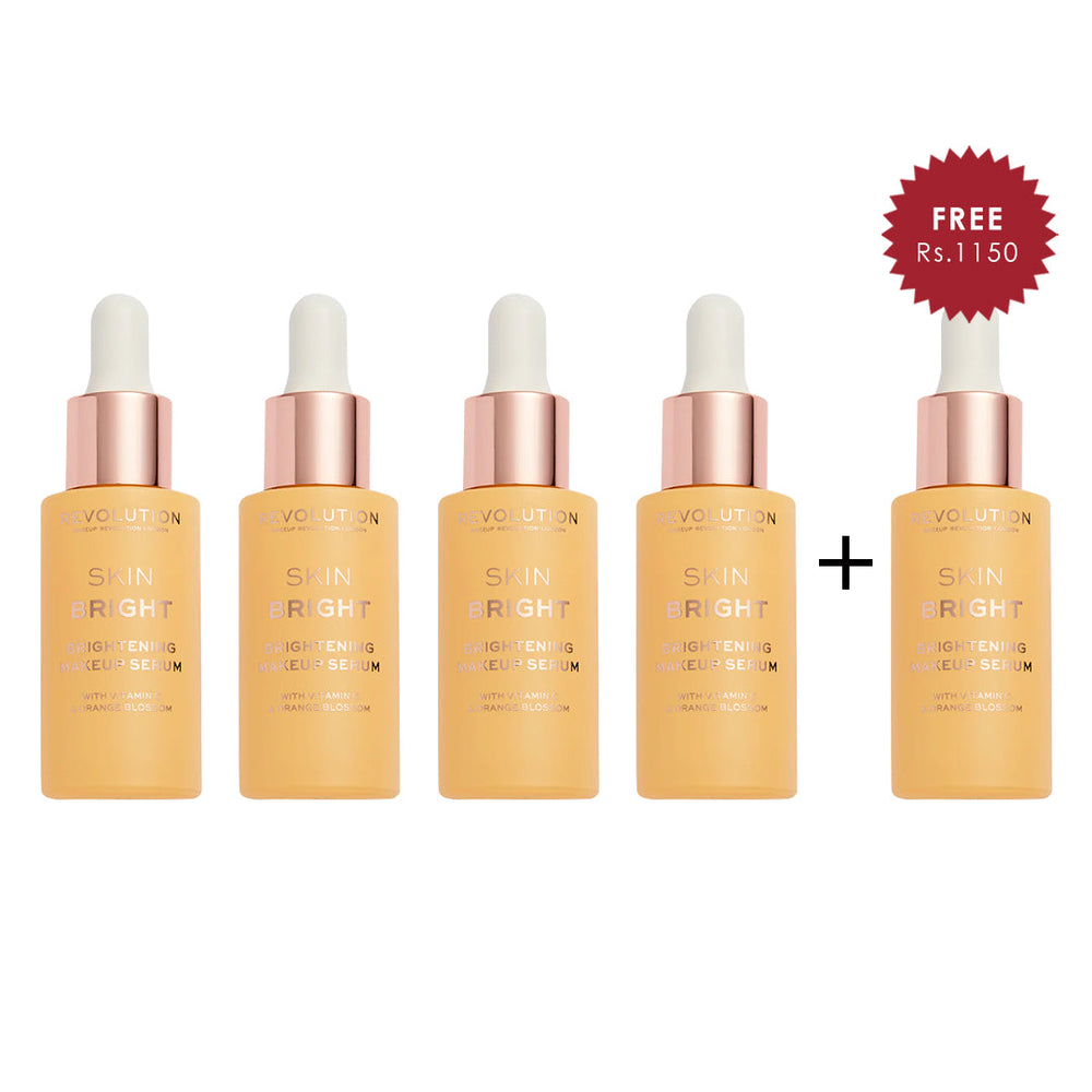 Makeup Revolution Skin Bright Brightening Make Up Serum 4pc Set + 1 Full Size Product Worth 25% Value Free