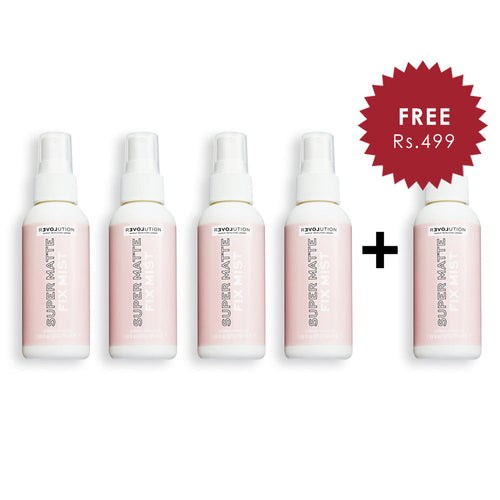 Revolution Relove Super Matte Fix Mist Setting Spray 4pc Set + 1 Full Size Product Worth 25% Value Free