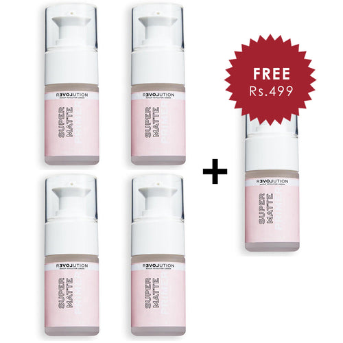 Revolution Relove Super matte Primer 4pc Set + 1 Full Size Product Worth 25% Value Free