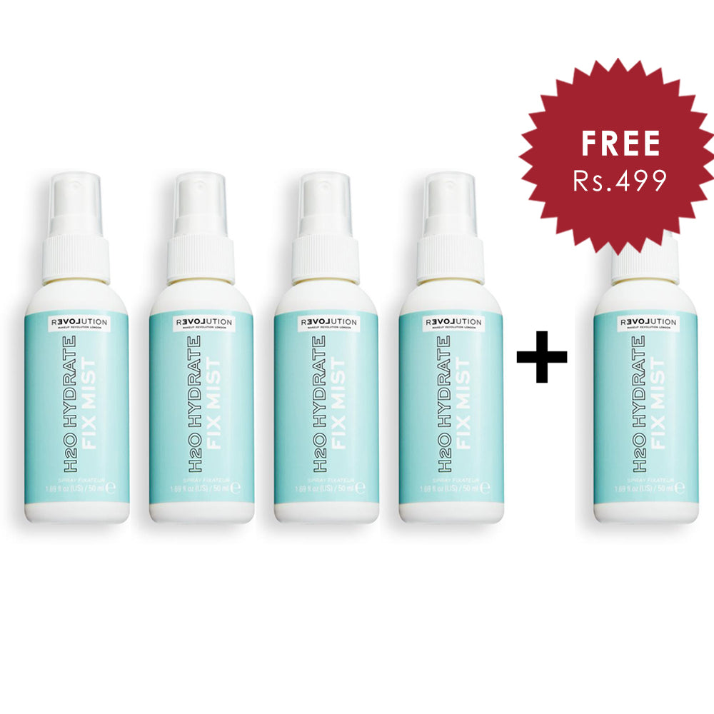 Revolution Relove H2O Hydrate Fix Mist Setting Spray 4pc Set + 1 Full Size Product Worth 25% Value Free