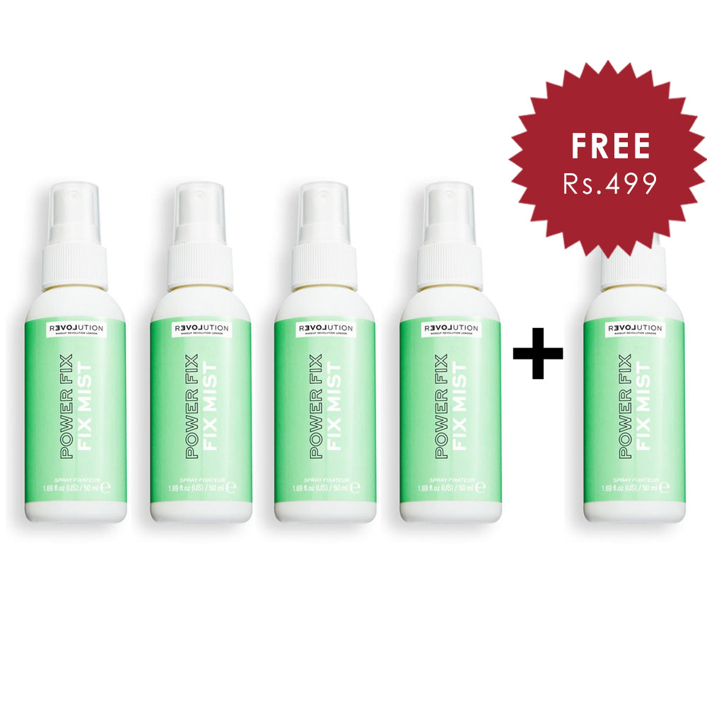 Revolution Relove Power Fix Mist Setting Spray 4pc Set + 1 Full Size Product Worth 25% Value Free