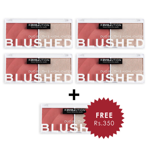 Revolution Relove Colour Play Blushed Duo - Cute 4pc Set + 1 Full Size Product Worth 25% Value Free