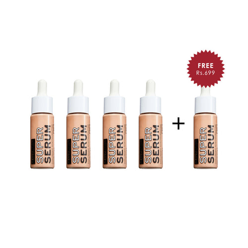 Revolution Relove Super Serum Foundation F4 4pc Set + 1 Full Size Product Worth 25% Value Free