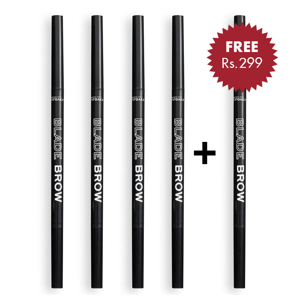 Revolution Relove Blade Brow Pencil - Dark Brown 4pc Set + 1 Full Size Product Worth 25% Value Free