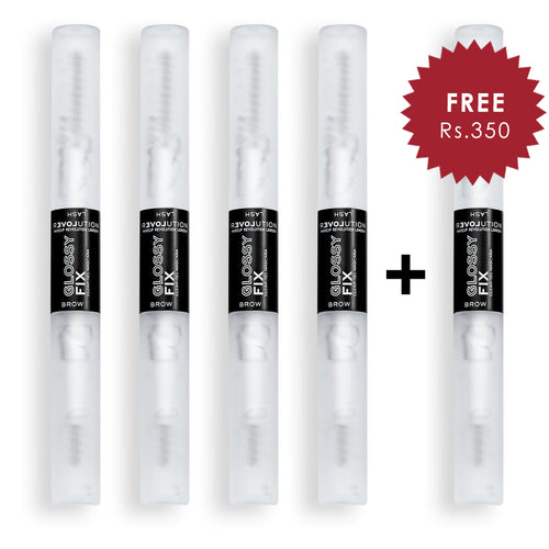 Revolution Relove Glossy Fix Clear Brow Gel & Mascara 4pc Set + 1 Full Size Product Worth 25% Value Free