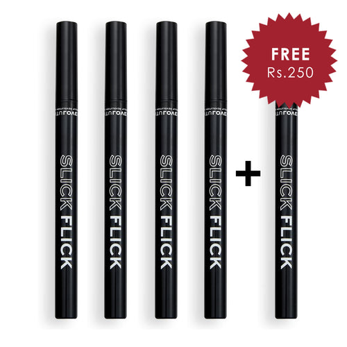 Revolution Relove Slick Flick Eyeliner Black 4pc Set + 1 Full Size Product Worth 25% Value Free