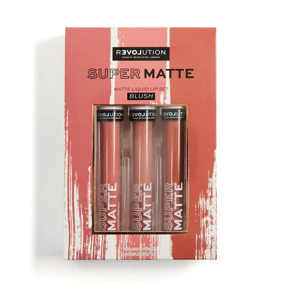 Revolution Relove Supermatte Liquid Lip Set Blush 4pc Set + 1 Full Size Product Worth 25% Value Free