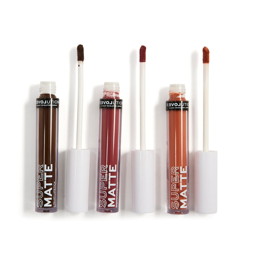 Revolution Relove Supermatte Liquid Lip Set Wonder 4pc Set + 1 Full Size Product Worth 25% Value Free