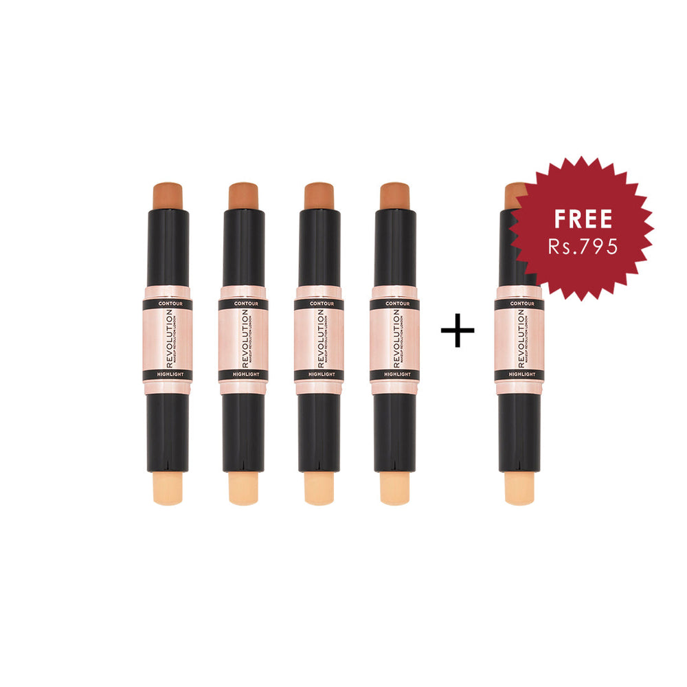 Revolution Fast Base Contour Stick Medium 4pc Set + 1 Full Size Product Worth 25% Value Free