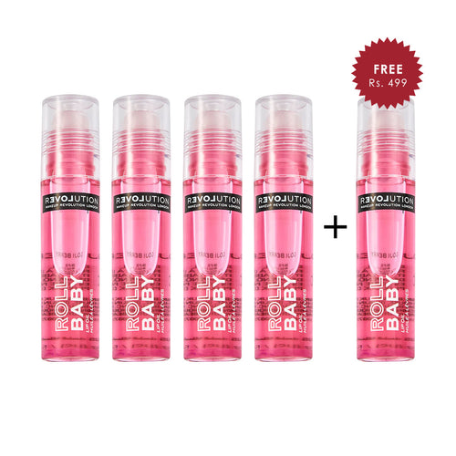 Revolution Relove Roll Baby Lip Oil Goji Berry 4pc Set + 1 Full Size Product Worth 25% Value Free