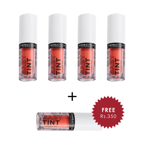 Revolution Relove Baby Tint Coral Lip & Cheek Tint 4pc Set + 1 Full Size Product Worth 25% Value Free