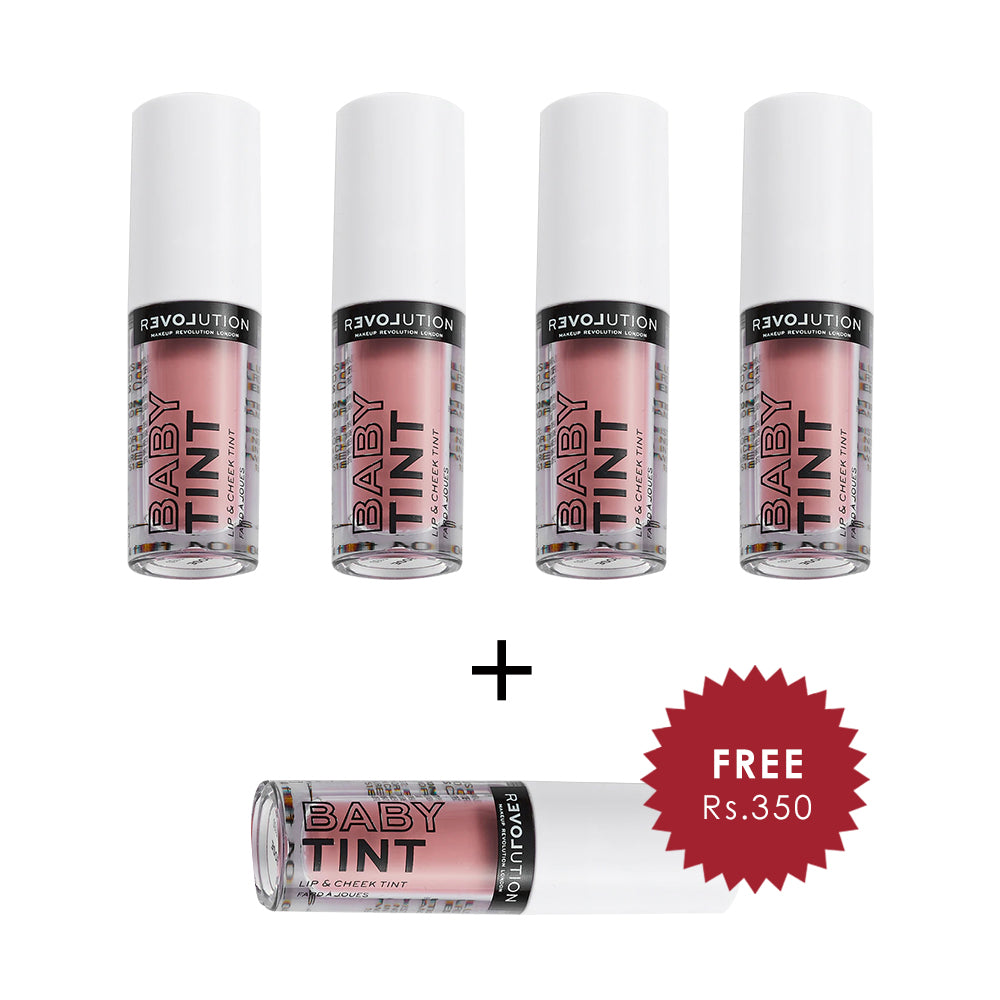 Revolution Relove Baby Tint Coral Lip & Cheek Tint 4pc Set + 1 Full Size Product Worth 25% Value Free