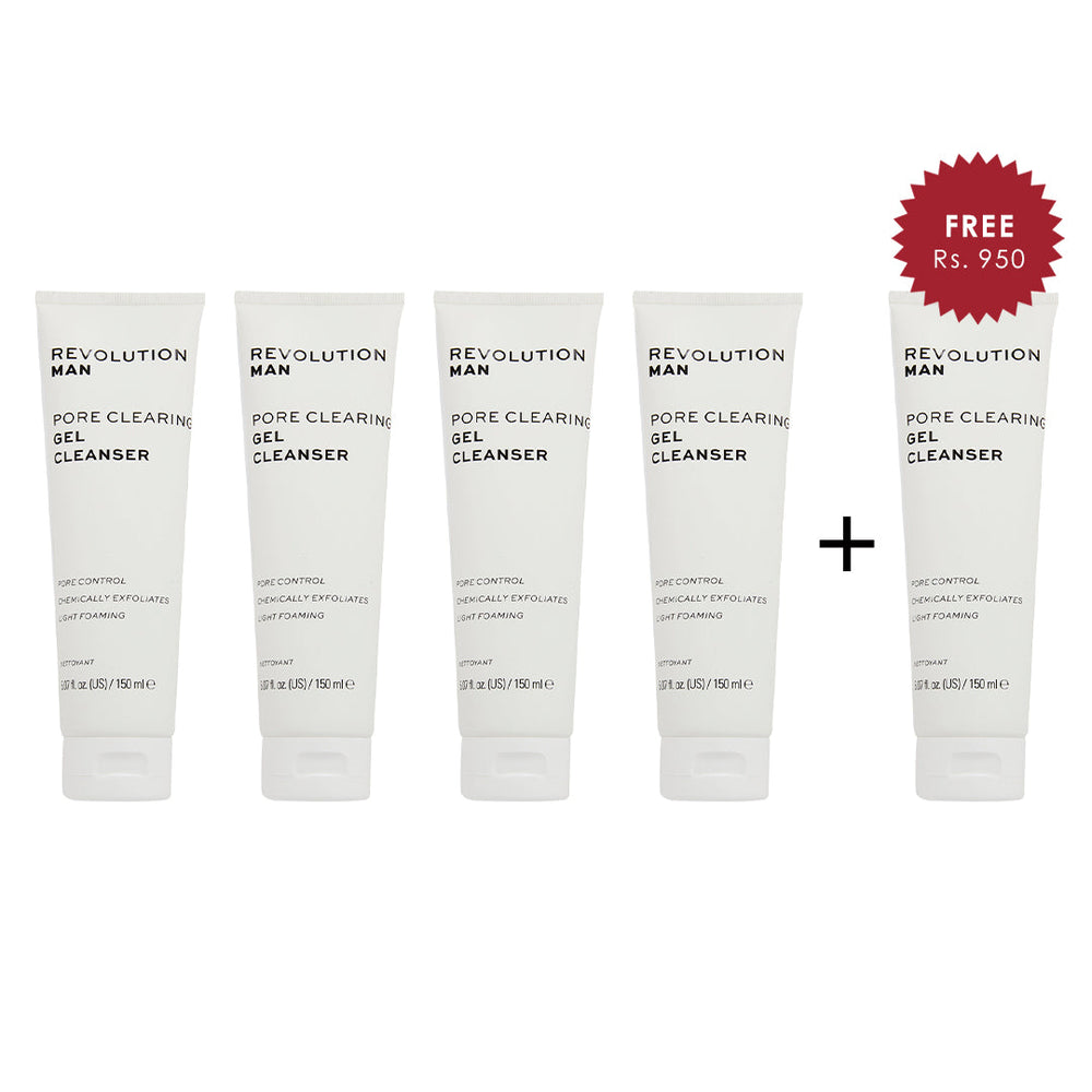 Revolution Man Pore Clearing Gel Cleanser 4pc Set + 1 Full Size Product Worth 25% Value Free