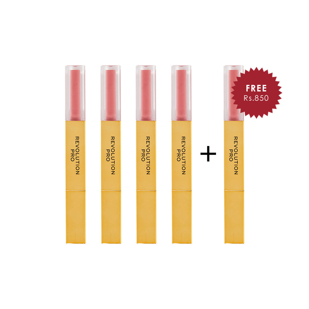 Revolution Pro Supreme Stay 24h Lip Duo Lipstick-  Tease 4pc Set + 1 Full Size Product Worth 25% Value Free