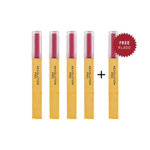 Revolution Pro Supreme Stay 24h Lip Duo Lipstick-  Thirst 4pc Set + 1 Full Size Product Worth 25% Value Free