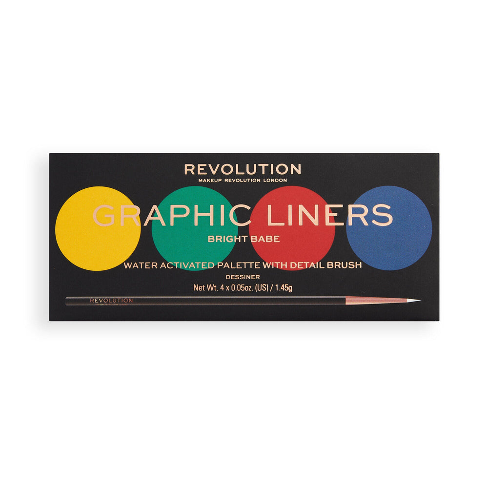 Revolution Graphic Eyeliner Palettes Bright Babe 4pc Set + 1 Full Size Product Worth 25% Value Free