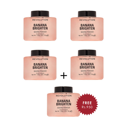 Makeup Revolution Banana Brighten Baking Powder 4pc Set + 1 Full Size Product Worth 25% Value Free