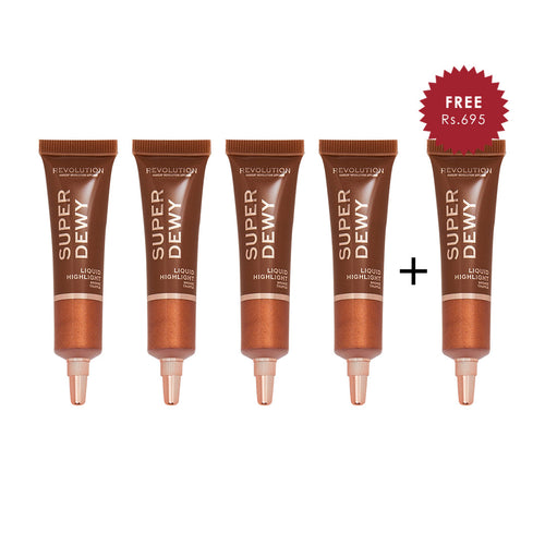 Revolution Superdewy Liquid Highlighter Bronze Truffle 4pc Set + 1 Full Size Product Worth 25% Value Free