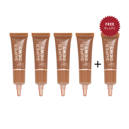 Revolution Superdewy Liquid Bronzer Fair to Light 4pc Set + 1 Full Size Product Worth 25% Value Free