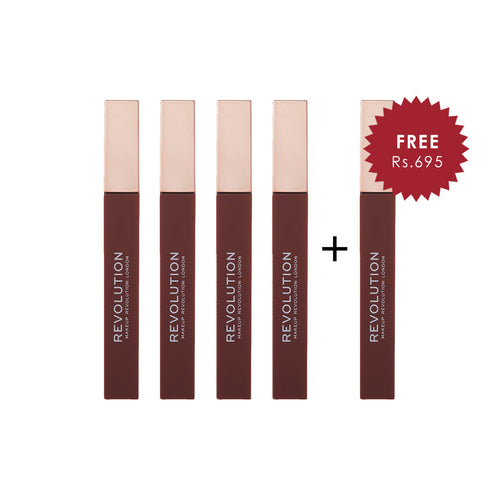 Revolution IRL Whipped Lip Creme Burnt Cinnamon 4pc Set + 1 Full Size Product Worth 25% Value Free