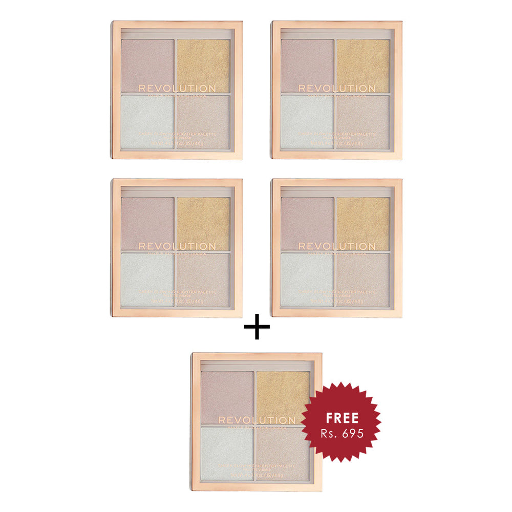 Revolution Ultimate Lights Cheek Glow Palette 4pc Set + 1 Full Size Product Worth 25% Value Free