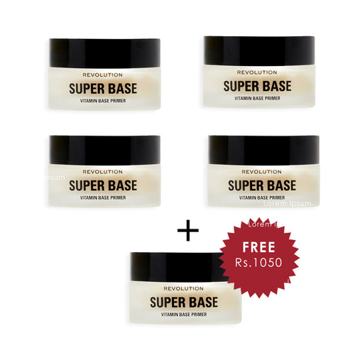 Makeup Revolution Super Base Vitamin Base Primer 4pc Set + 1 Full Size Product Worth 25% Value Free