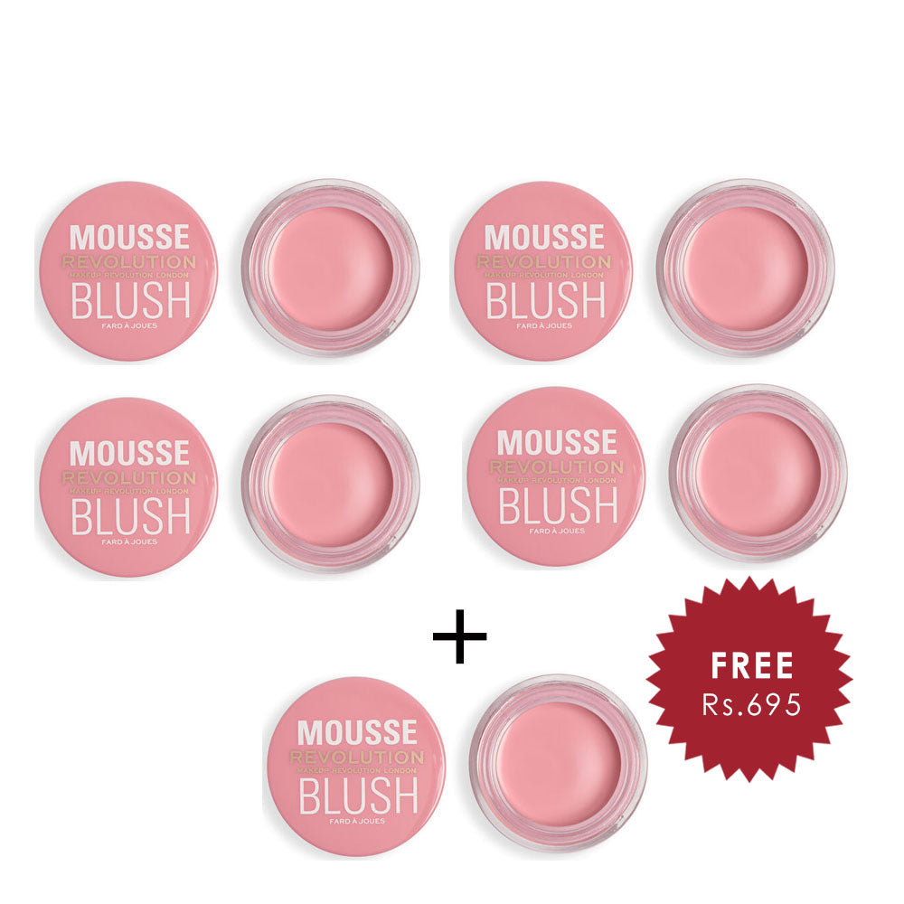 Makeup Revolution Mousse Blusher Squeeze Me Soft Pink 4pc Set + 1 Full Size Product Worth 25% Value Free