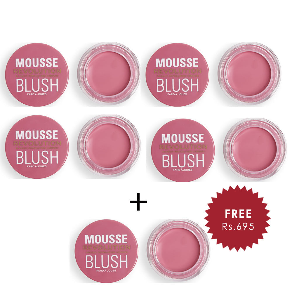 Makeup Revolution Mousse Blusher Blossom Rose Pink 4pc Set + 1 Full Size Product Worth 25% Value Free