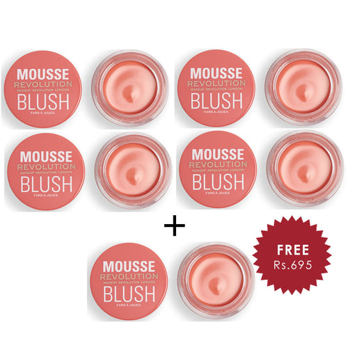 Makeup Revolution Mousse Blusher Grapefruit Coral 4pc Set + 1 Full Size Product Worth 25% Value Free