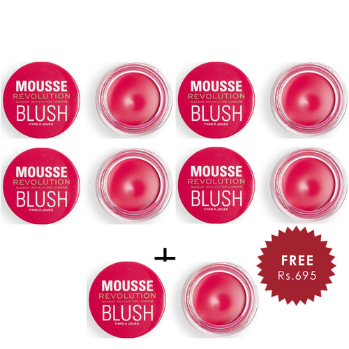 Makeup Revolution Mousse Blusher Juicy Fuchsia Pink 4pc Set + 1 Full Size Product Worth 25% Value Free