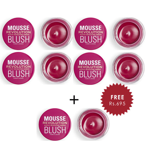 Makeup Revolution Mousse Blusher Passion Deep Pink 4pc Set + 1 Full Size Product Worth 25% Value Free